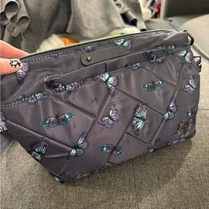 Lug Flare | Gray Crossbody Bag with Butterfly Pattern